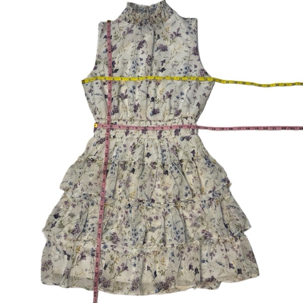 Express Smocked Tiered Floral Mini Dress – Size Small - Picture 6 of 8